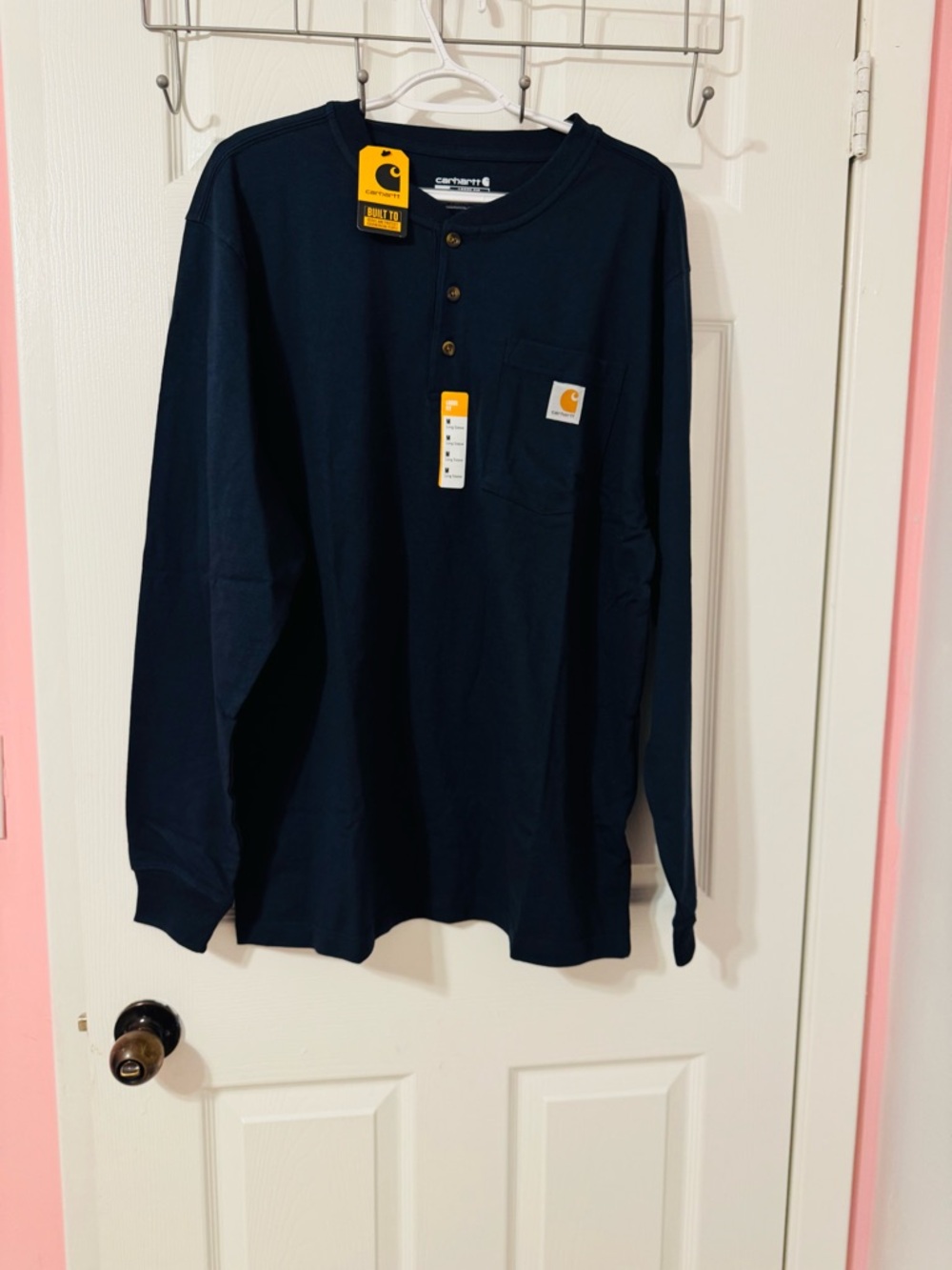 Carhartt Navy Long-Sleeve Henley Pocket Shirt